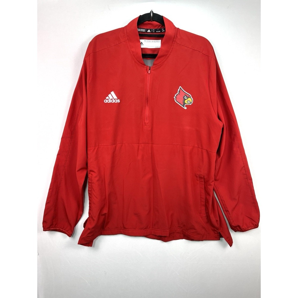 Adidas Louisville Cardinals Pullover Jacket Mens XL Red 1/4 Zip NCAA Primagreen